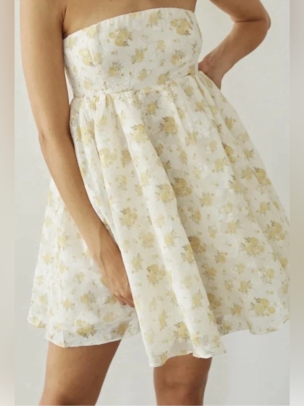 Cotton Candy LA Women's Bella Honey Floral Strapless Babydoll Mini Dress med/Lg